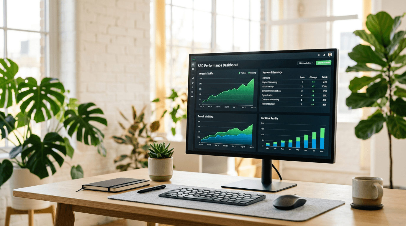 SEO-Analytics auf einem Monitor – Suchmaschinenoptimierung aus Oldenburg